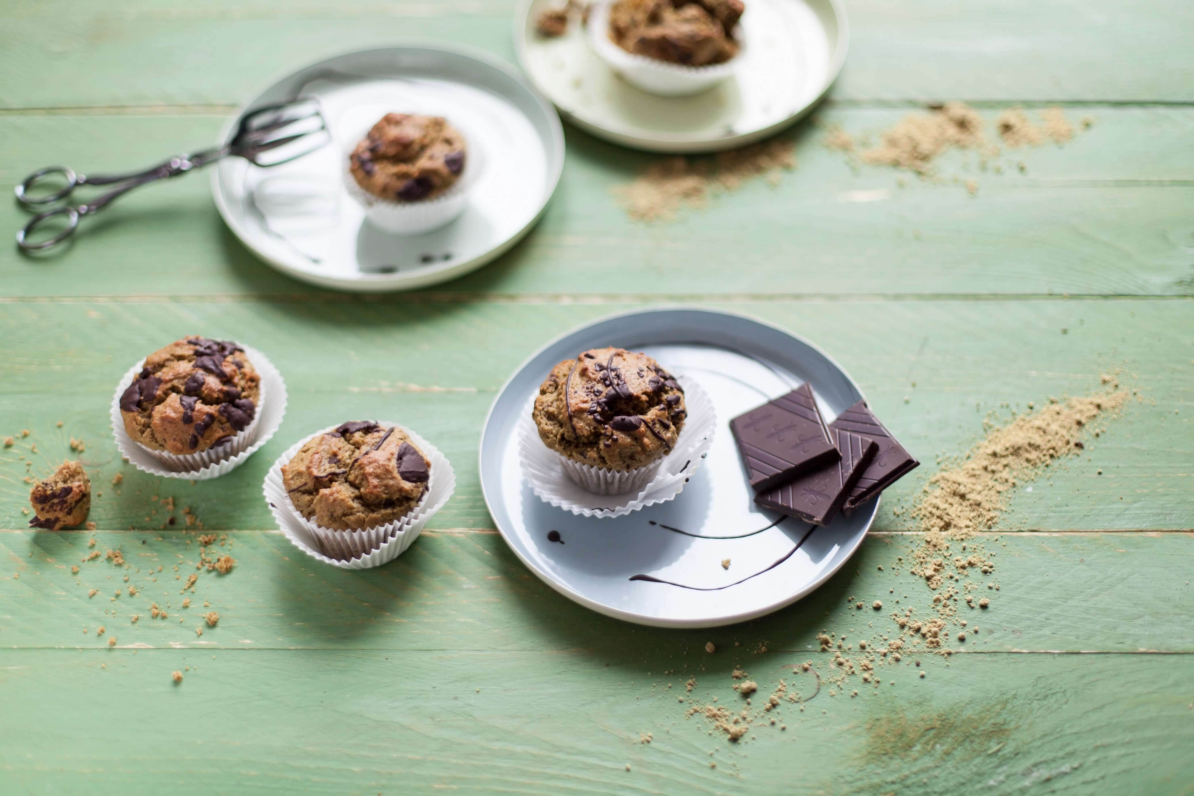 Kürbiskern-Muffins mit Zartbitterschokolade mit BIO PLANETE Kokosfett mild gedämpft